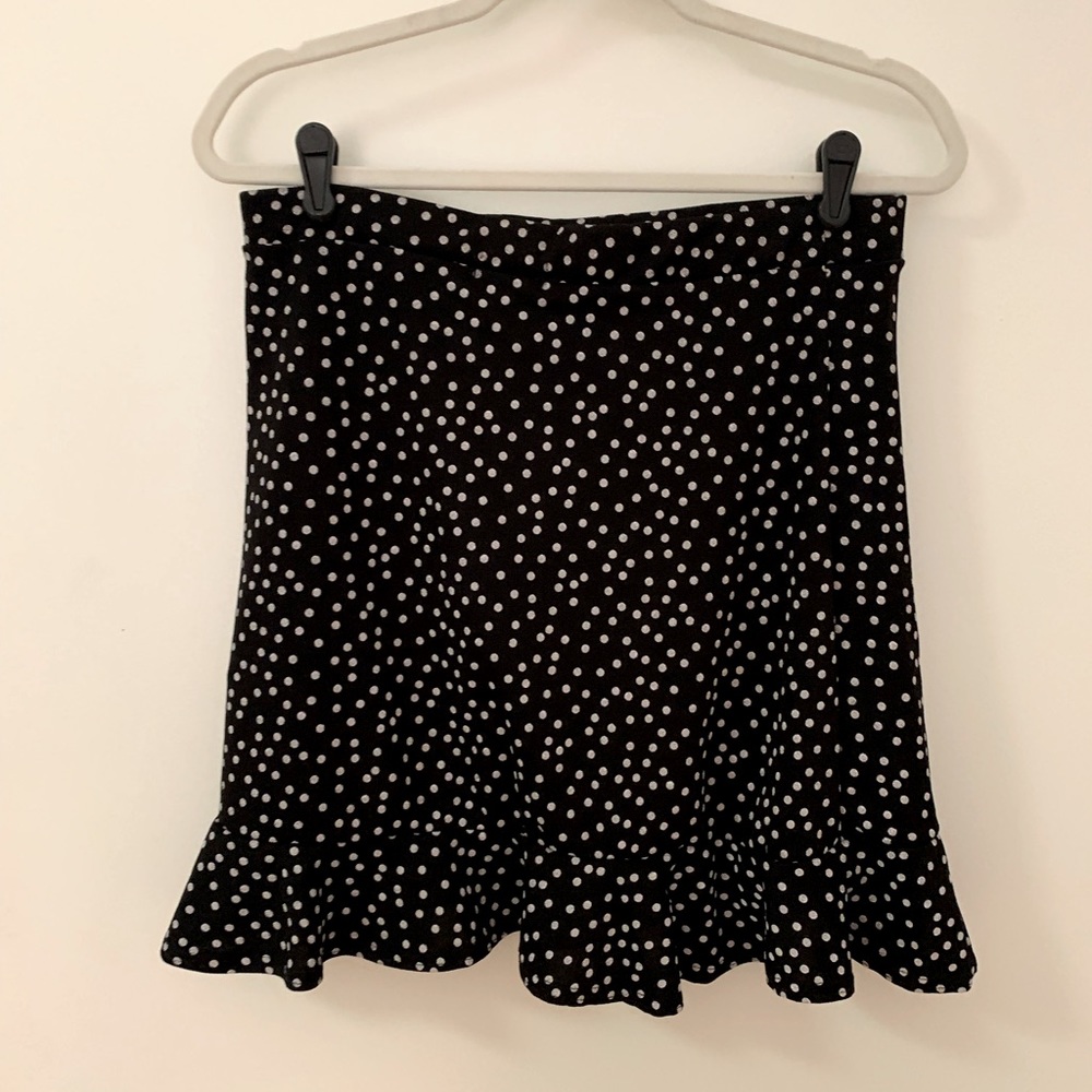 Polka dot ruffle wrap skirt